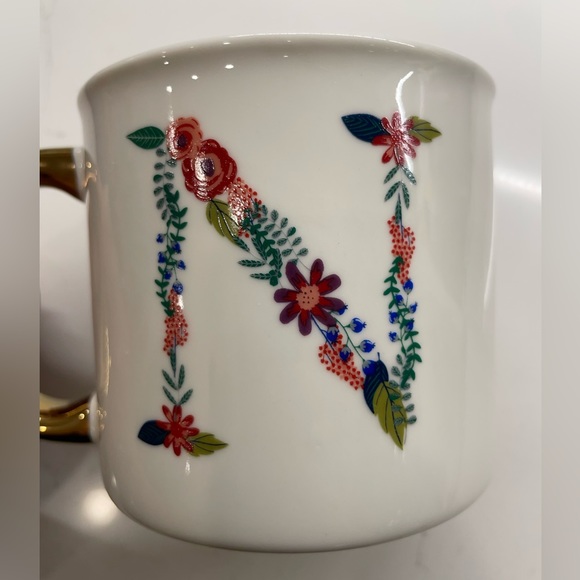 *NEW* Opalhouse Porcelain coffee cup / mug Monogram letter “N” floral with gold - Picture 2 of 8